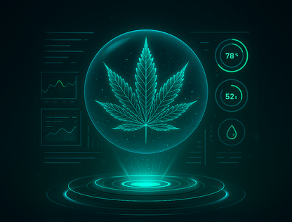 THC Gehalt Analyse Test kaufen mit grafischen Darstellungen von Hanfblättern und Testergebnissen